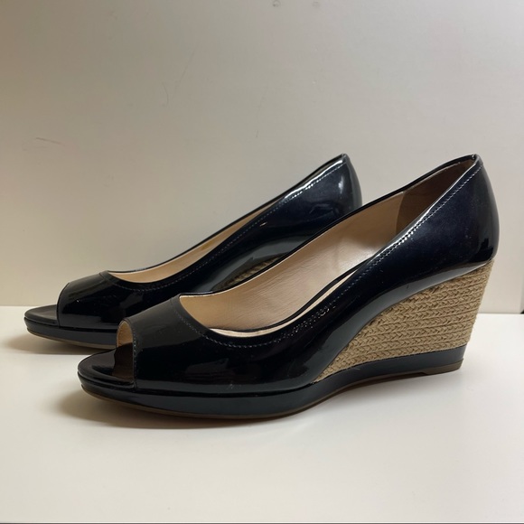 Prada Patent Leather Peep Toe Wedges Size 38 - Picture 2 of 5